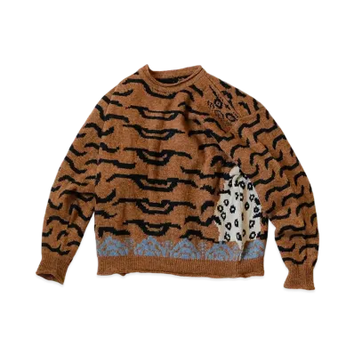 KAPITAL 7G WOOL NEPAL TIGER CREW SWEATER "Orange"