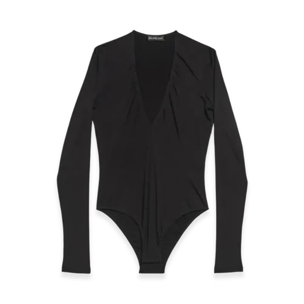BALENCIAGA Women's V-Neck Bodysuit "Black"