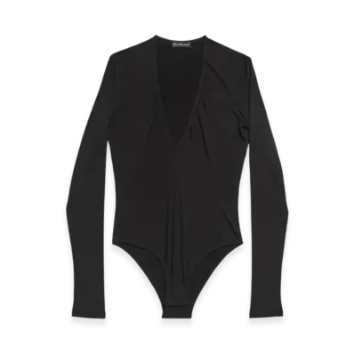 BALENCIAGA Women's V-Neck Bodysuit "Black"