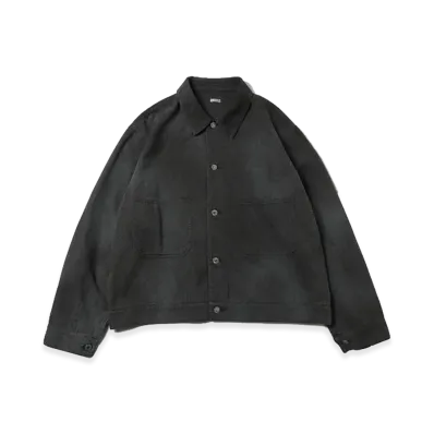 A.PRESSE Vintage Black Chambray Work Jacket "Black"