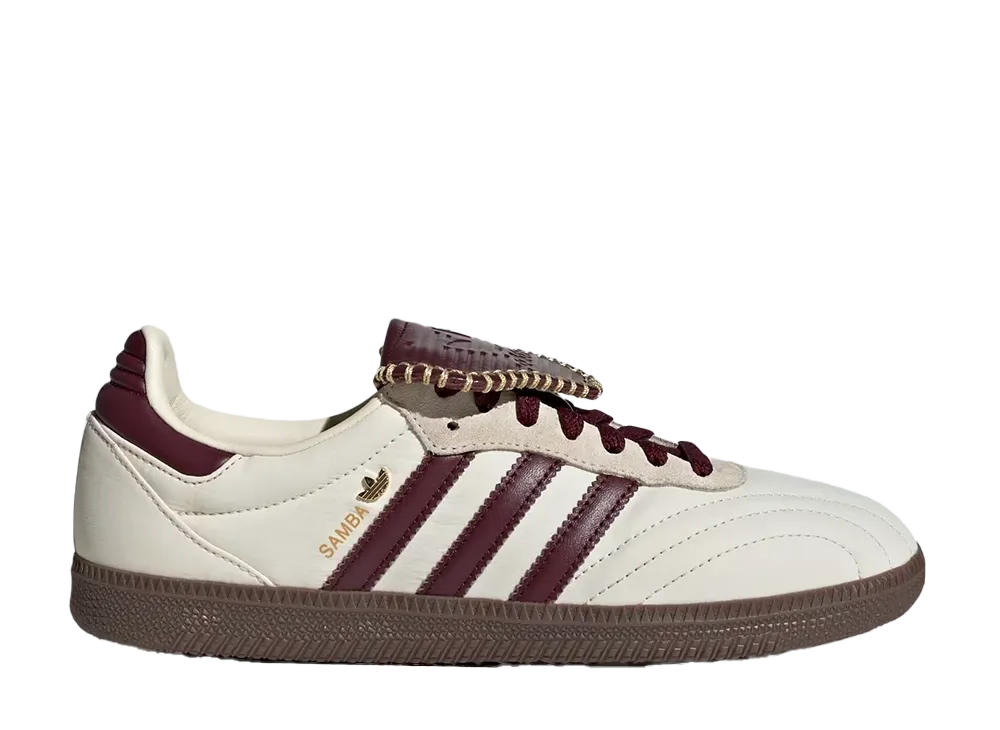 adidas Women's Samba Long Tongue "Cream White/Maroon/Gold Metallic"
