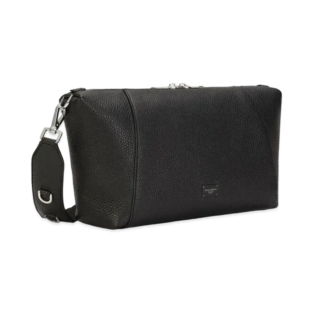 Dolce&Gabbana Palermo Cross Body Bag Hanmard Calfskin Logo Plate "Black"