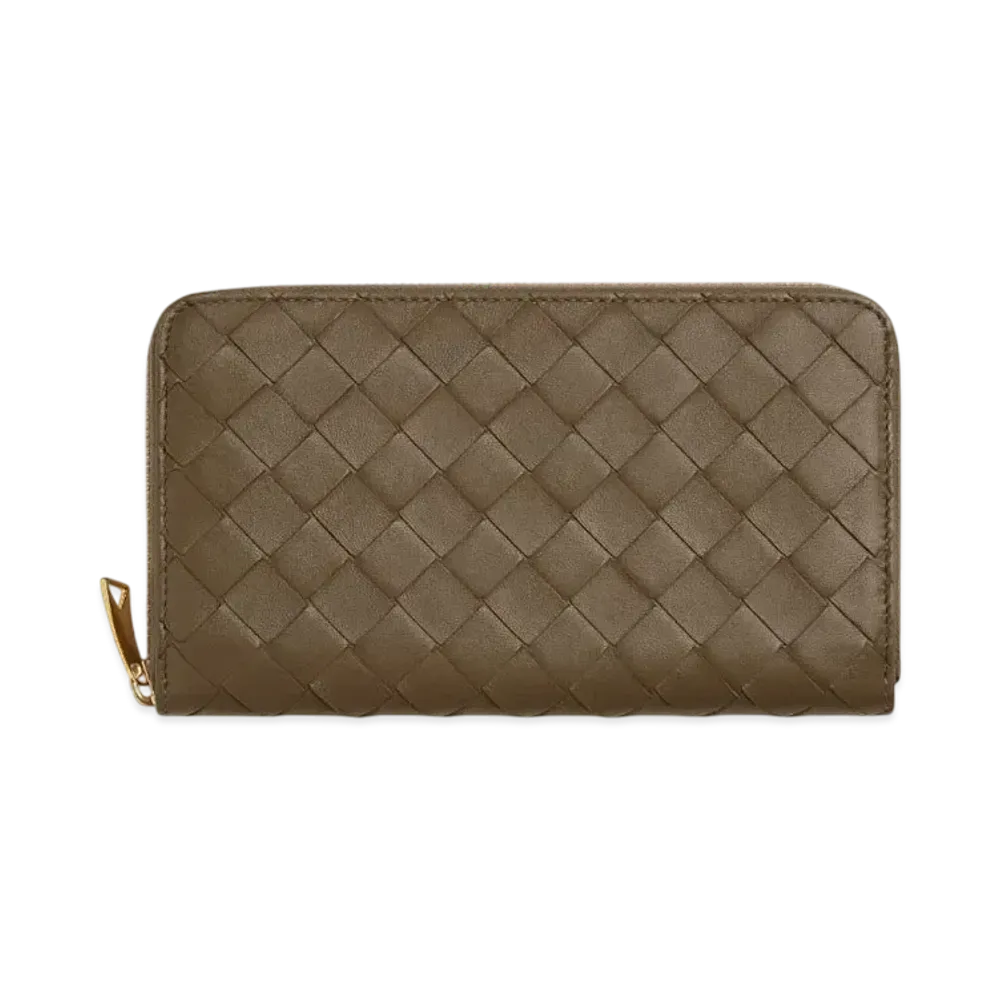 Bottega Veneta Intrecciato Zip Around Wallet "Pinecone"