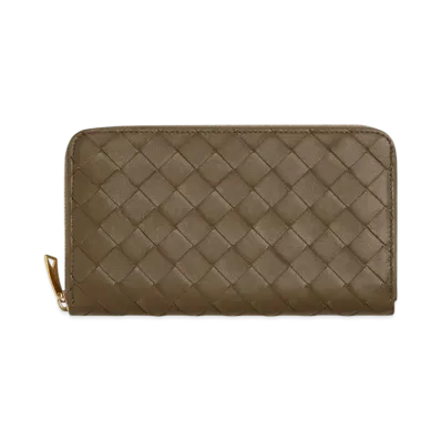 Bottega Veneta Intrecciato Zip Around Wallet "Pinecone"