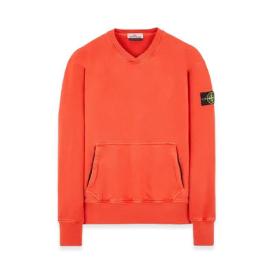 Stone Island 67555 Heavy Textured Fleece Garment Dyed Old Treatment Crewneck Sweatshirt - 23FW "Lobster Red"