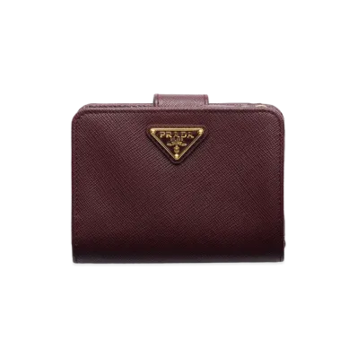 PRADA Saffiano Triangle Wallet "Burgundy"