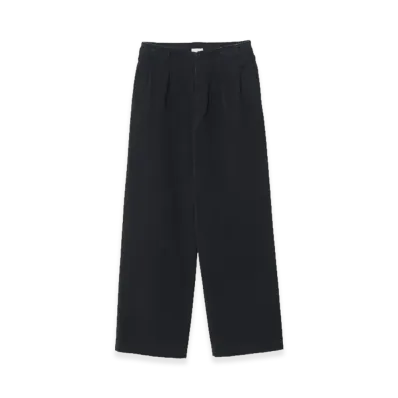 YOKE Peached Cotton Twill Garment-Dye 2Pleated Trousers "Black"