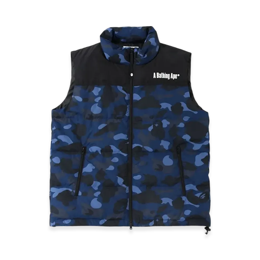 A BATHING APE Color Camo Down Vest "Navy"