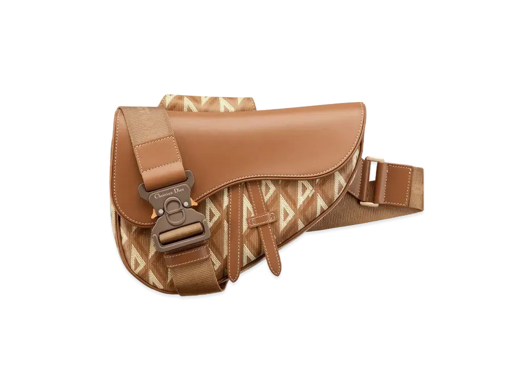 Dior Saddle Bag CD Diamond Canvas & Smooth Calfskin "Coffee"