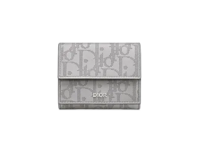 Dior Three Folded Wallet Dior Oblique Galaxy Leather "Gray"