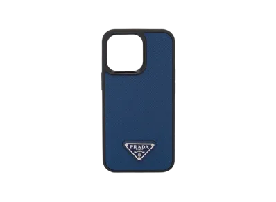PRADA Saffiano Leather iPhone 13 Pro Max Cover "Blue"