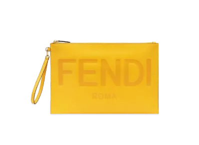 FENDI Flat Slim Clutch Large Leather "Yellow"