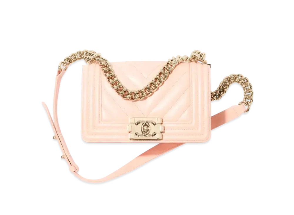 CHANEL Boy Chanel Small Hand Bag Grained Calfskin "Orange"