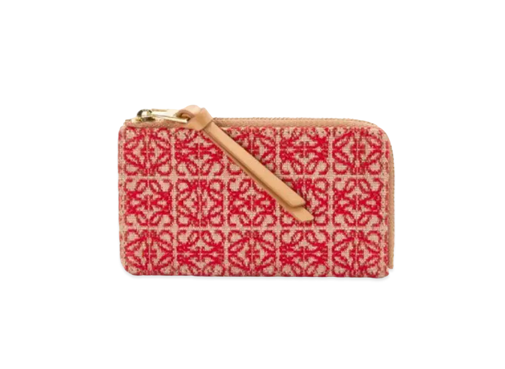 LOEWE Coin Cardholder In Jacquard And Calfskin "Red/Warm Desert"