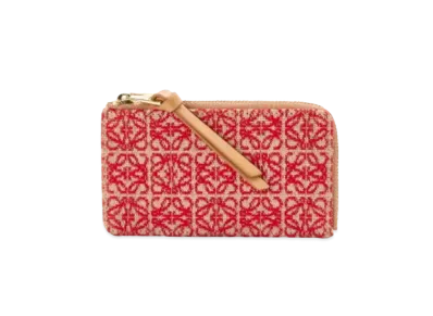 LOEWE Coin Cardholder In Jacquard And Calfskin "Red/Warm Desert"