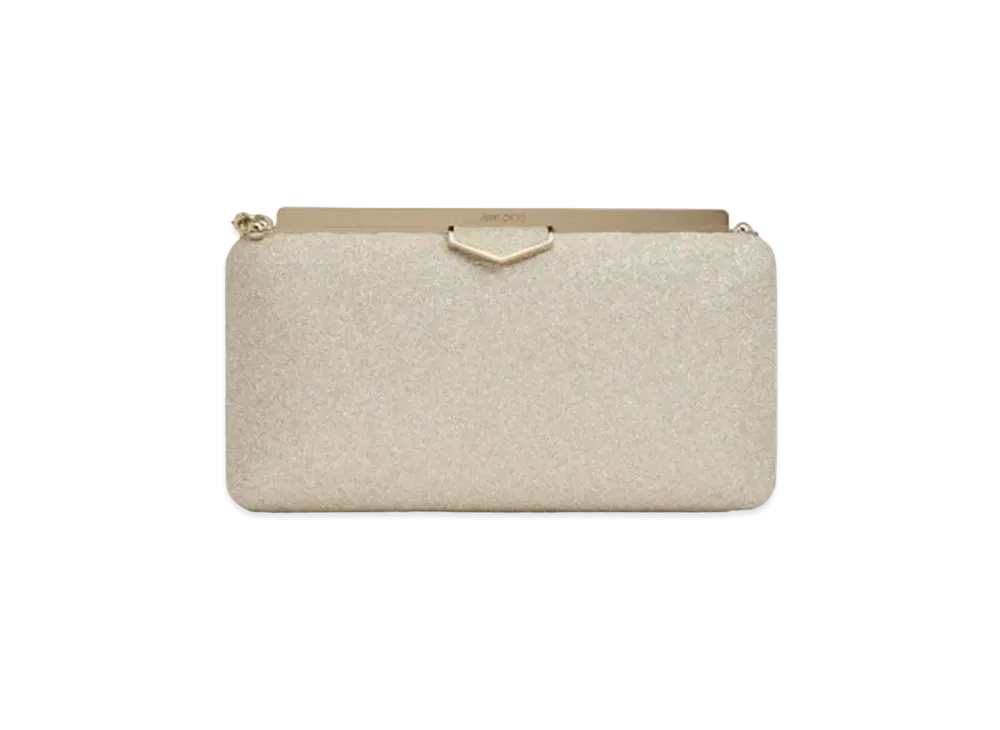 Jimmy Choo Ellipse Dusty Glitter Clutch Bag "Platinum Ice"