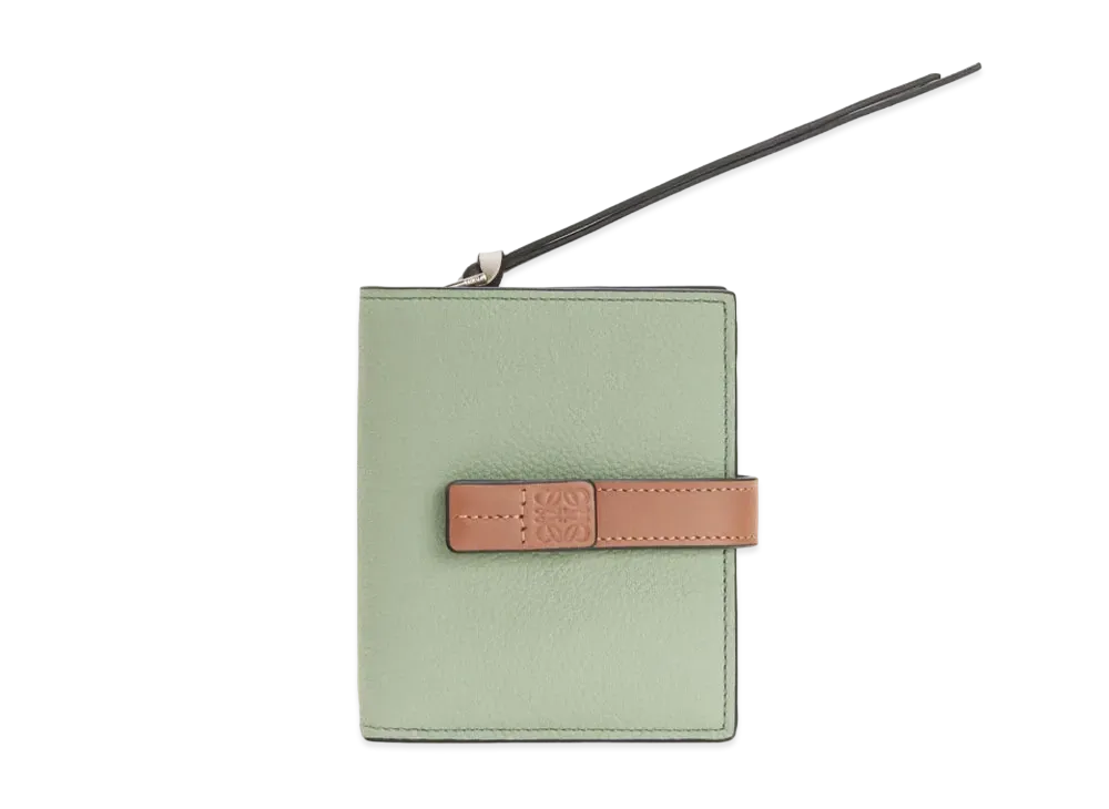 LOEWE Compact Zip Wallet In Soft Grained Calfskin "Rosemary/Tan"