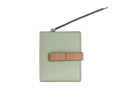 LOEWE Compact Zip Wallet In Soft Grained Calfskin "Rosemary/Tan"