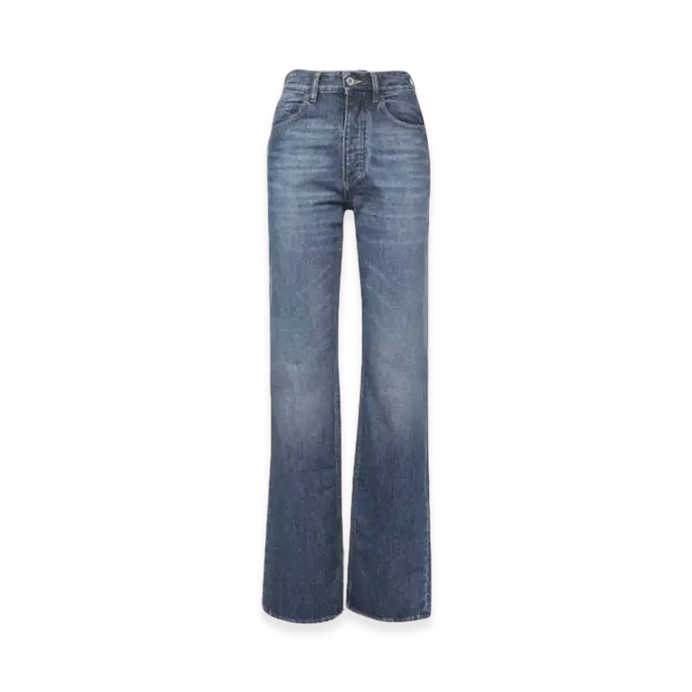Bottega Veneta Women's Medium Washed High-Rise Straight Denim Pants "Original Medium Wash Indigo"