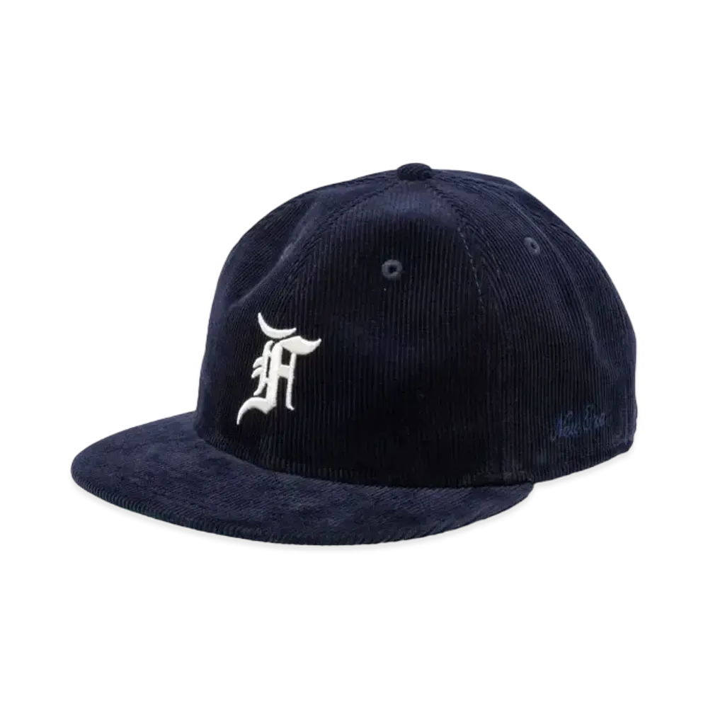 NEW ERA x FEAR OF GOD ESSENTIALS 59Fifty Corduroy F Logo Walnut Kelly Green Undervisor "Navy"