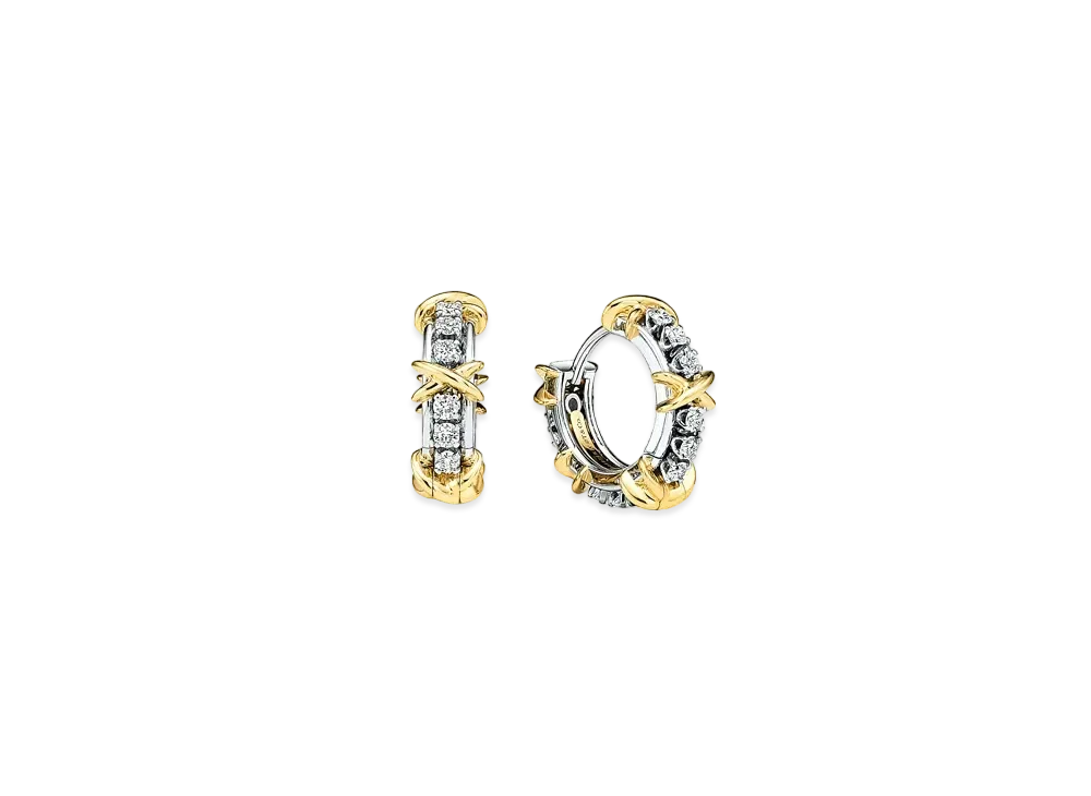 Tiffany & Co. Sixteen Stone Narrow Earrings with Diamonds "Platinum/18K Yellow Gold"