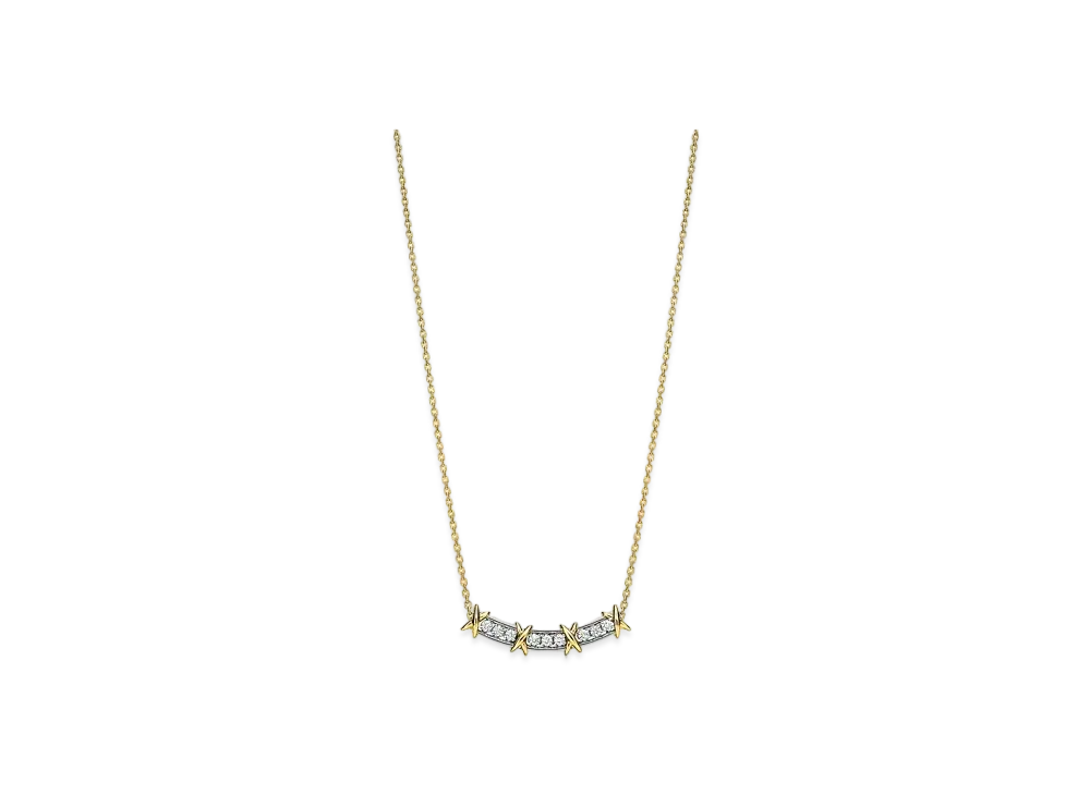 Tiffany & Co. Sixteen Stone Narrow Pendant with Diamonds "Platinum/18K Yellow Gold"