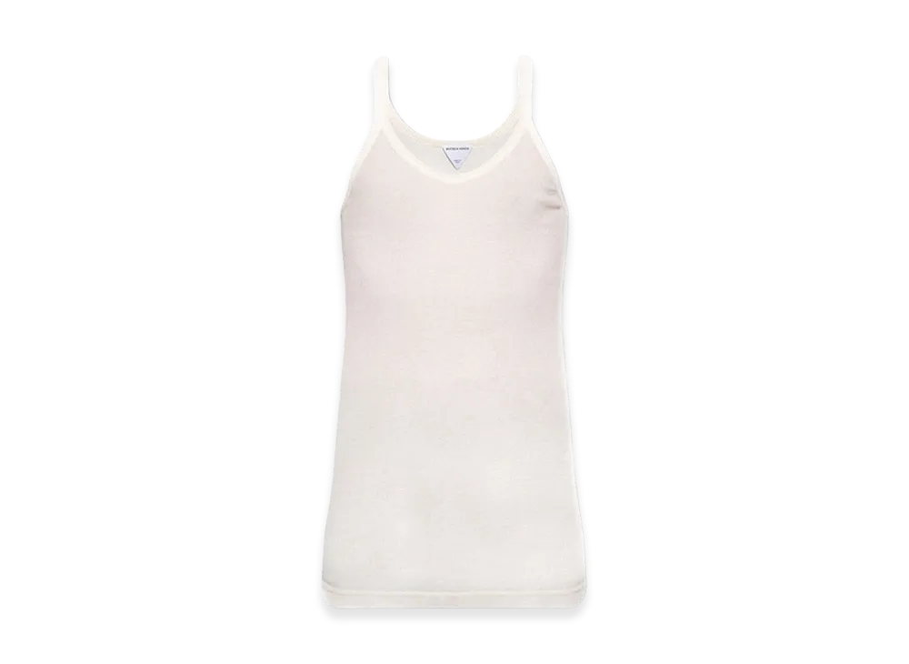 Bottega Veneta Slim Fit Cotton Blend Tank Top "White"