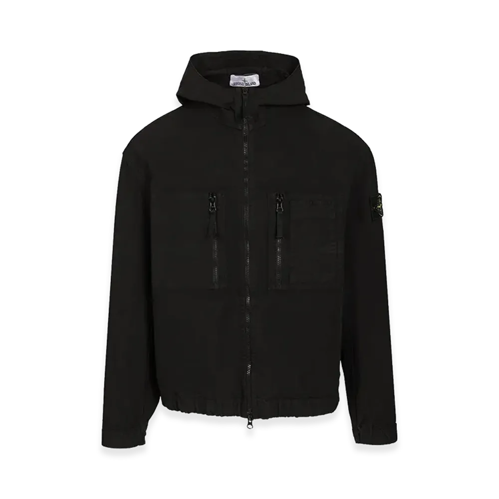 Stone Island Organic Cotton Ripstop Hooded Overshirt "Black"