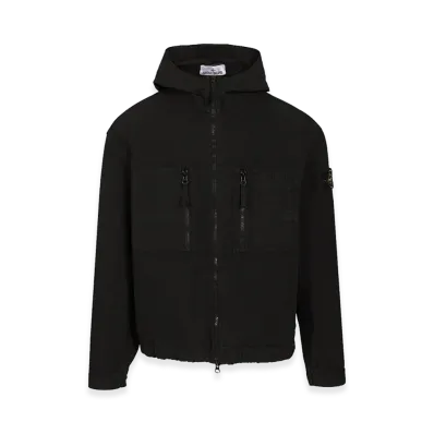 Stone Island Organic Cotton Ripstop Hooded Overshirt "Black"