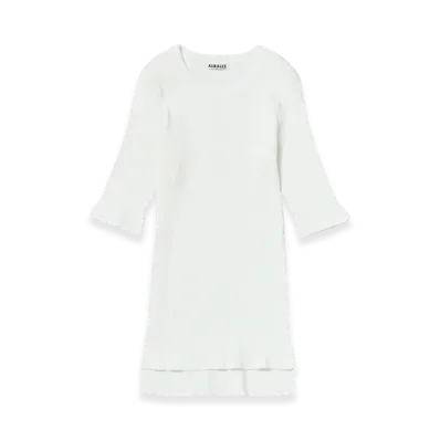 AURALEE Cotton High Gauge Rib Knit Tee "White"