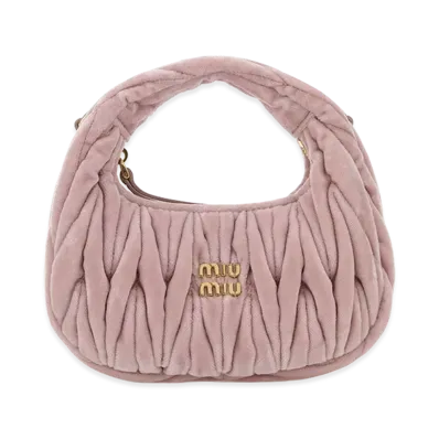 MIU MIU Women's Velvet Mini Wander Handbag "Pink"