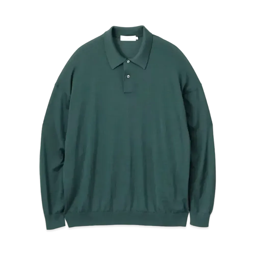 Graphpaper High Gauge Knit Oversized L/S Polo "Green"
