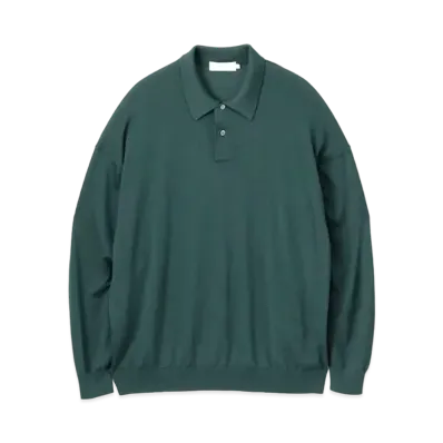 Graphpaper High Gauge Knit Oversized L/S Polo "Green"
