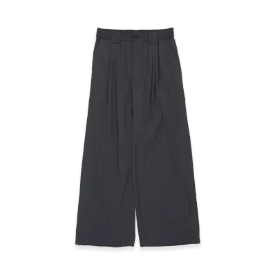 YOKE Silk Nylon 3Pleated Wide-Leg Easy Pants "Fog Navy"