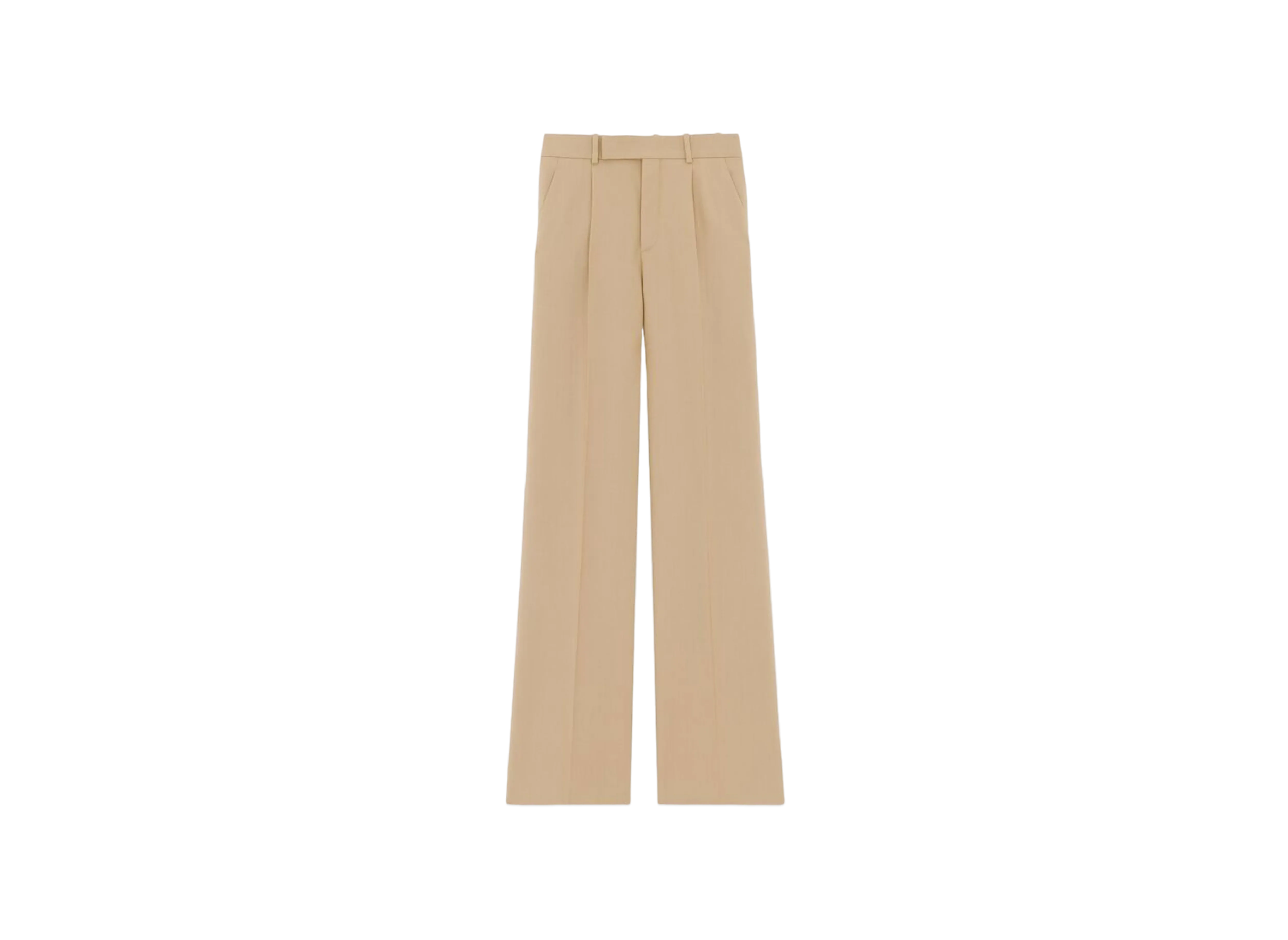 Saint Laurent Women's Flared Pants in Wool Gabardine "Beige"