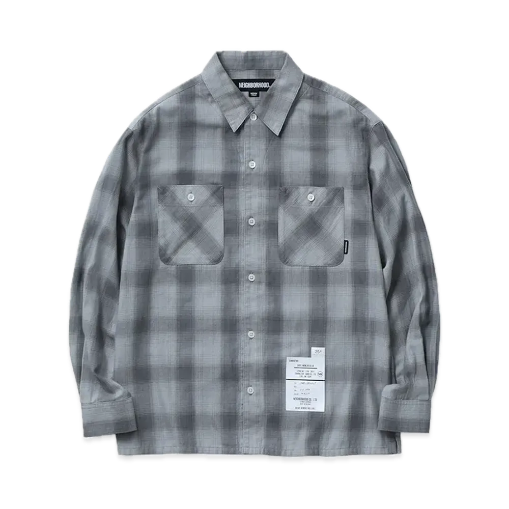 NEIGHBORHOOD Hombre Check Shirt LS "Light Gray/Gray"