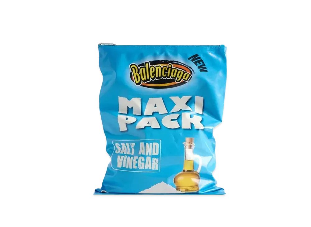 BALENCIAGA Chips Bag Glossy Calfskin "Blue"