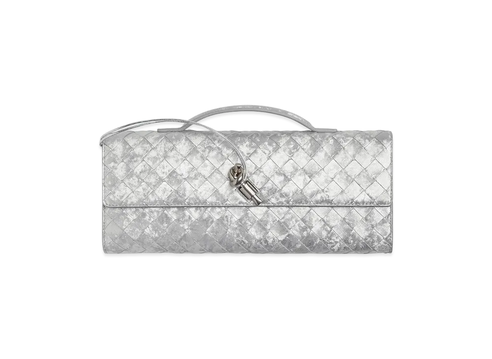 Bottega Veneta Andiamo Clutch Bag "Silver"