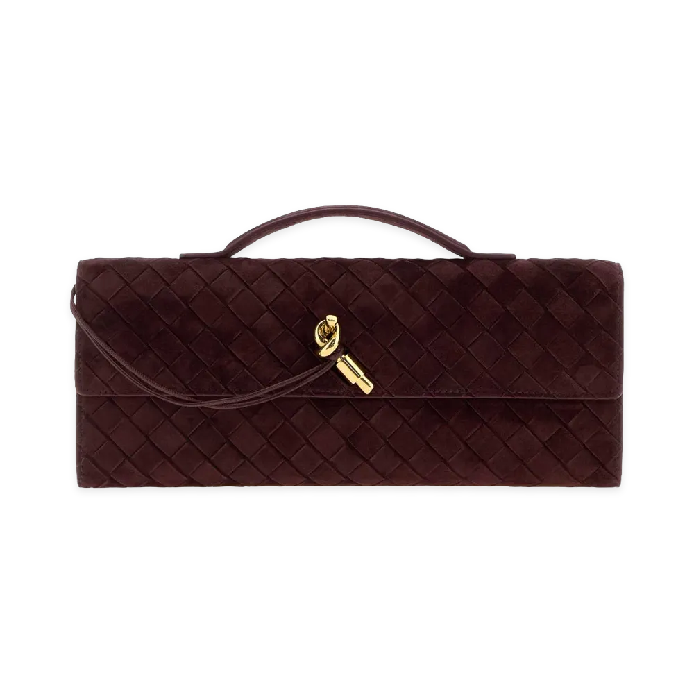 Bottega Veneta Women's Suede Andiamo Handbag "Deepmahogany/Burgundy"