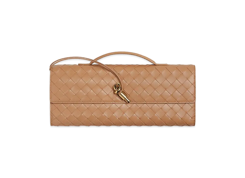 Bottega Veneta Andiamo Clutch Bag "Pale Brown"