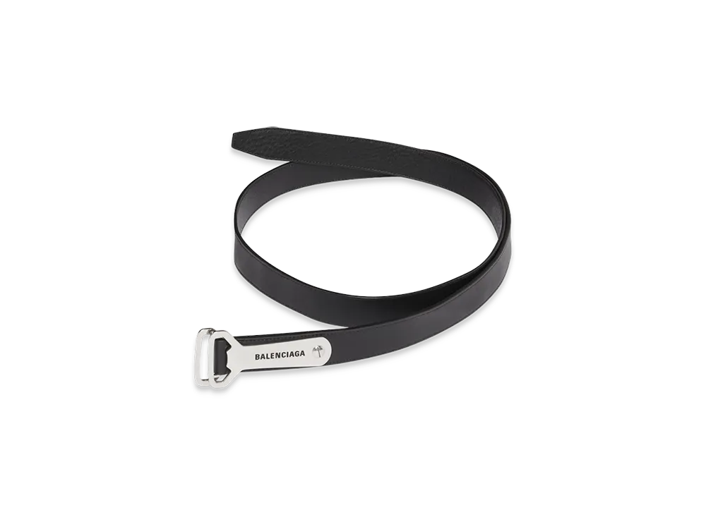 BALENCIAGA Bottle Opener D Ring Belt "Black"