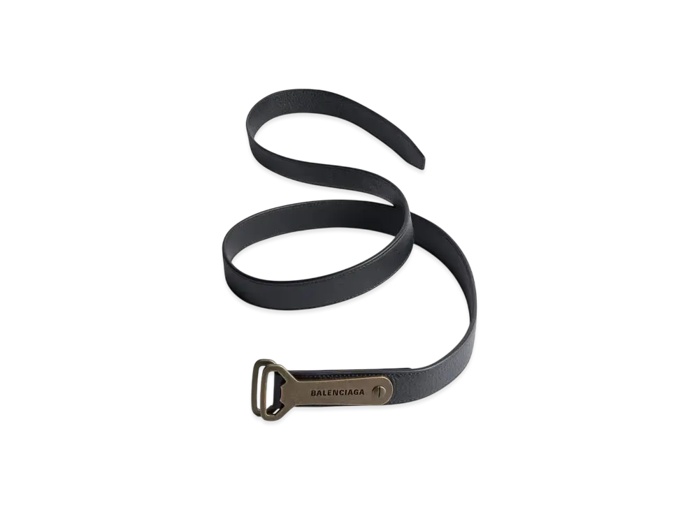 BALENCIAGA Bottle Opener D Ring Belt "Black"