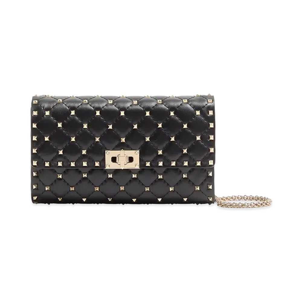 Valentino Women's Rockstud Spike Nappa Shoulder Bag "Black"