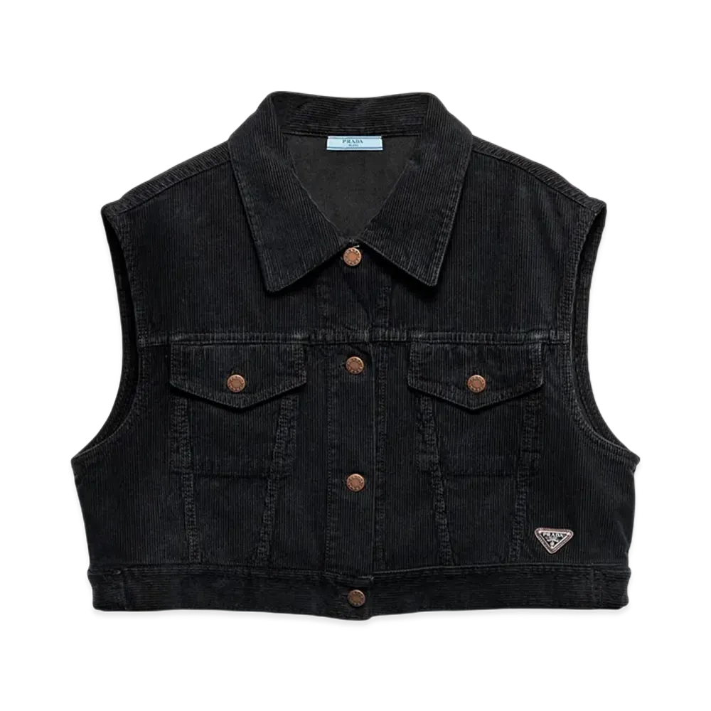 PRADA Women's Corduroy Vest "Black"