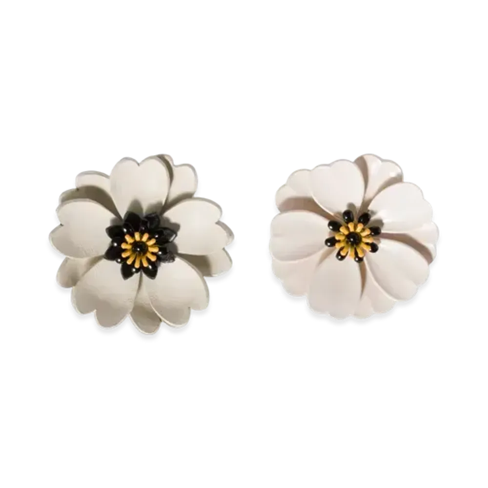 MIUMIU Metal and Leather Earrings "Gold/Off White"