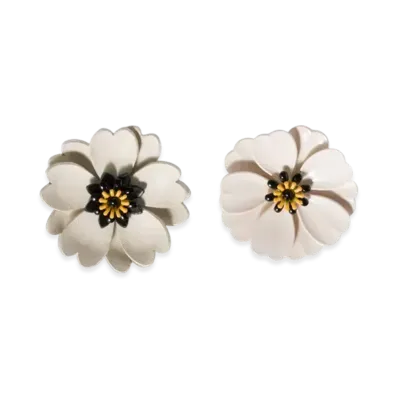 MIUMIU Metal and Leather Earrings "Gold/Off White"