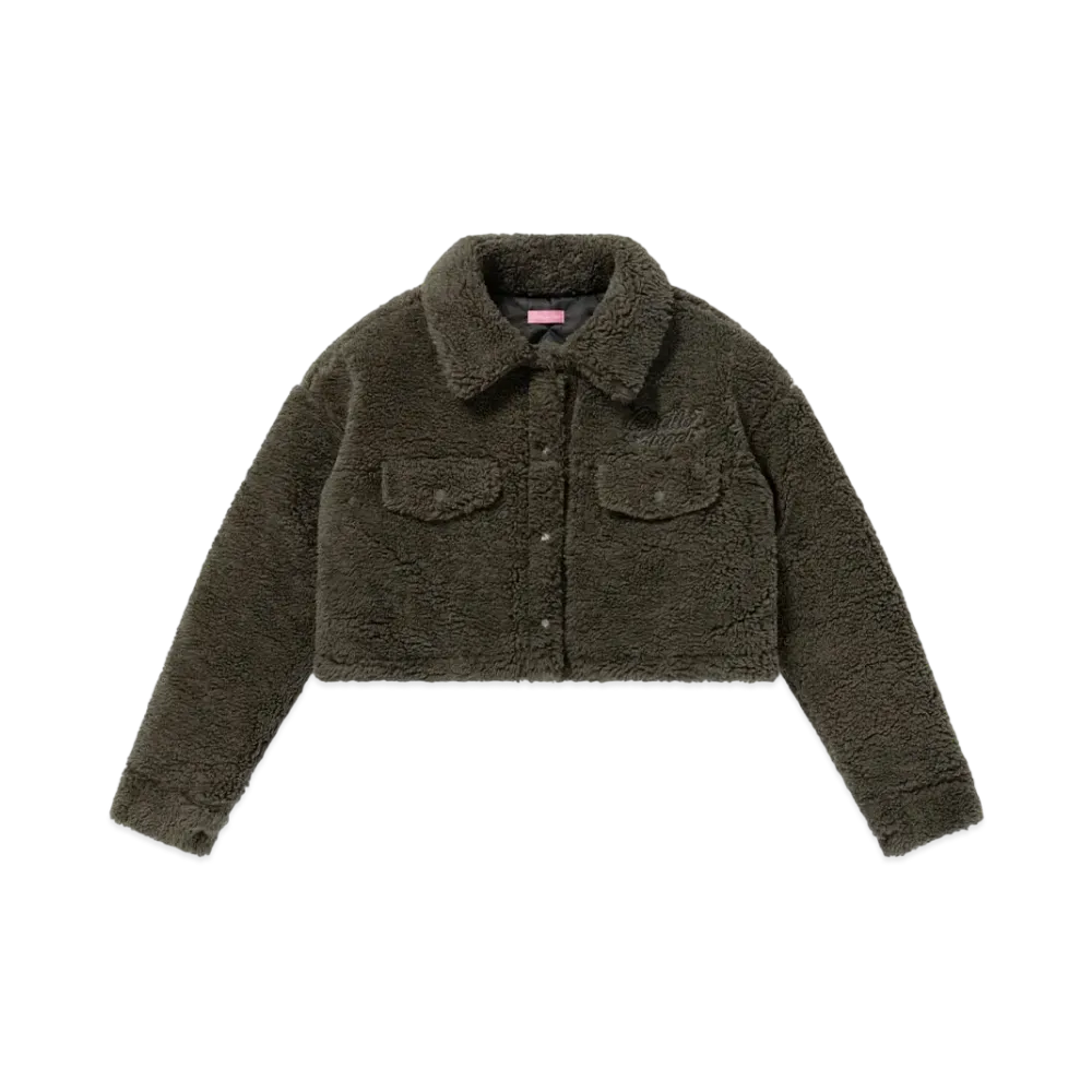 BlackEyePatch Ghetto Angel Cropped Boa Jacket "Khaki"