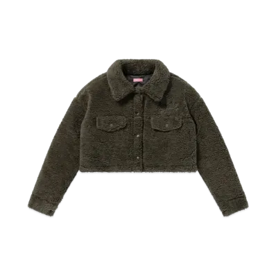 BlackEyePatch Ghetto Angel Cropped Boa Jacket "Khaki"