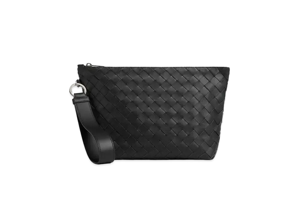 Bottega Veneta Intrecciato Wristlet Travel Pouch "Black"