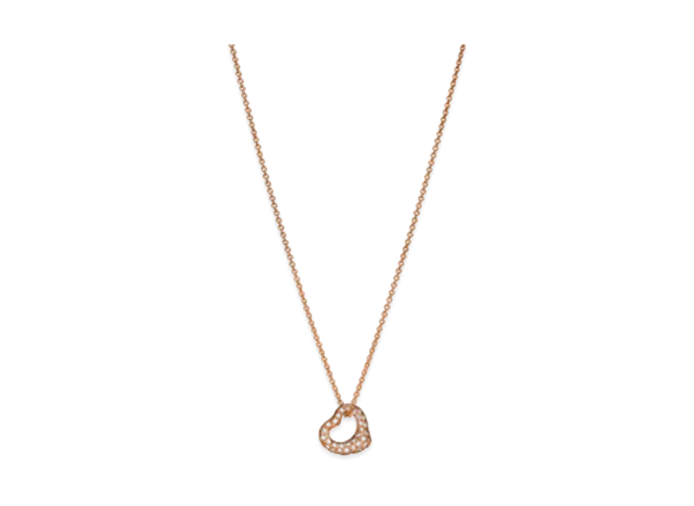 Tiffany & Co. Elsa Peretti Open Heart Pendant with Diamonds 18K "Rose Gold"